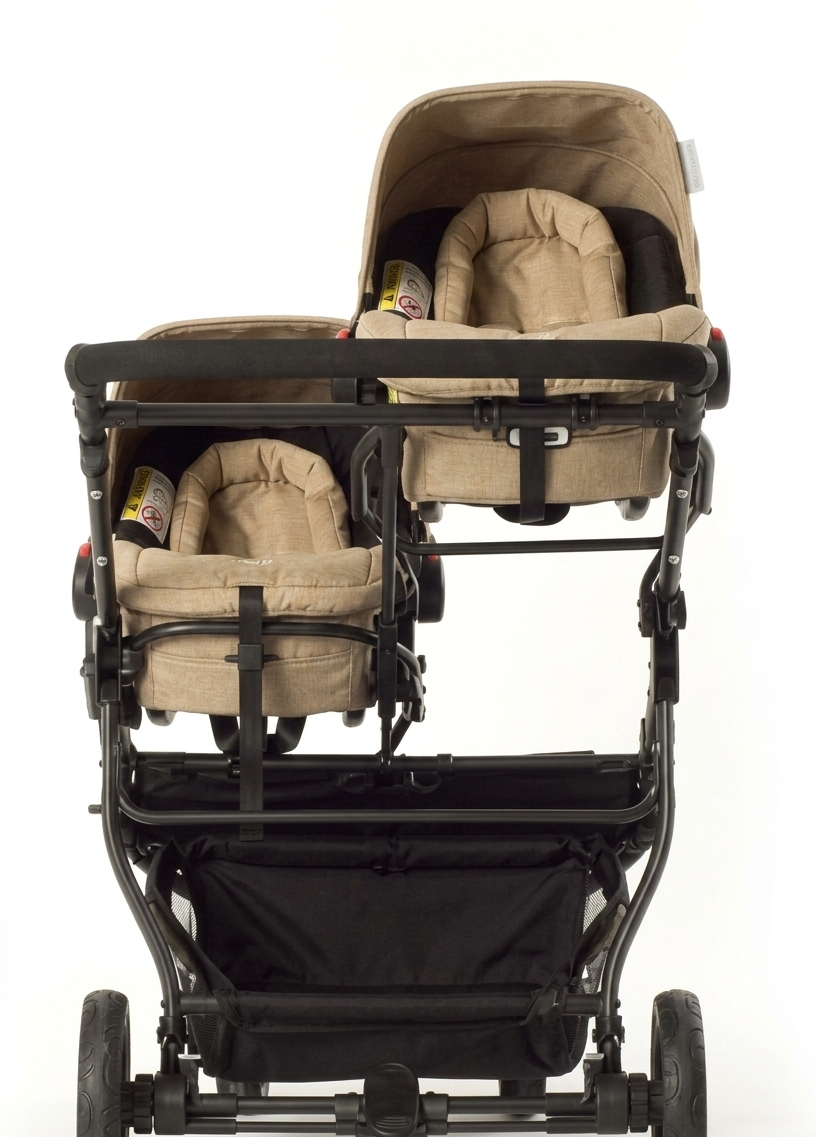 Poussette combinée double Easy-Twin Baby Monsters (couleur taupe)